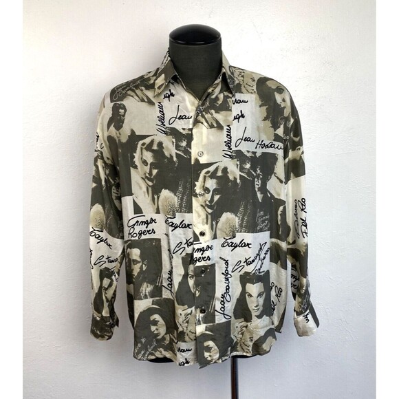 Vintage Cedars Sport Silk Men Shirt Medium Hollywood Stars Retro Novelty Disco - Picture 1 of 13